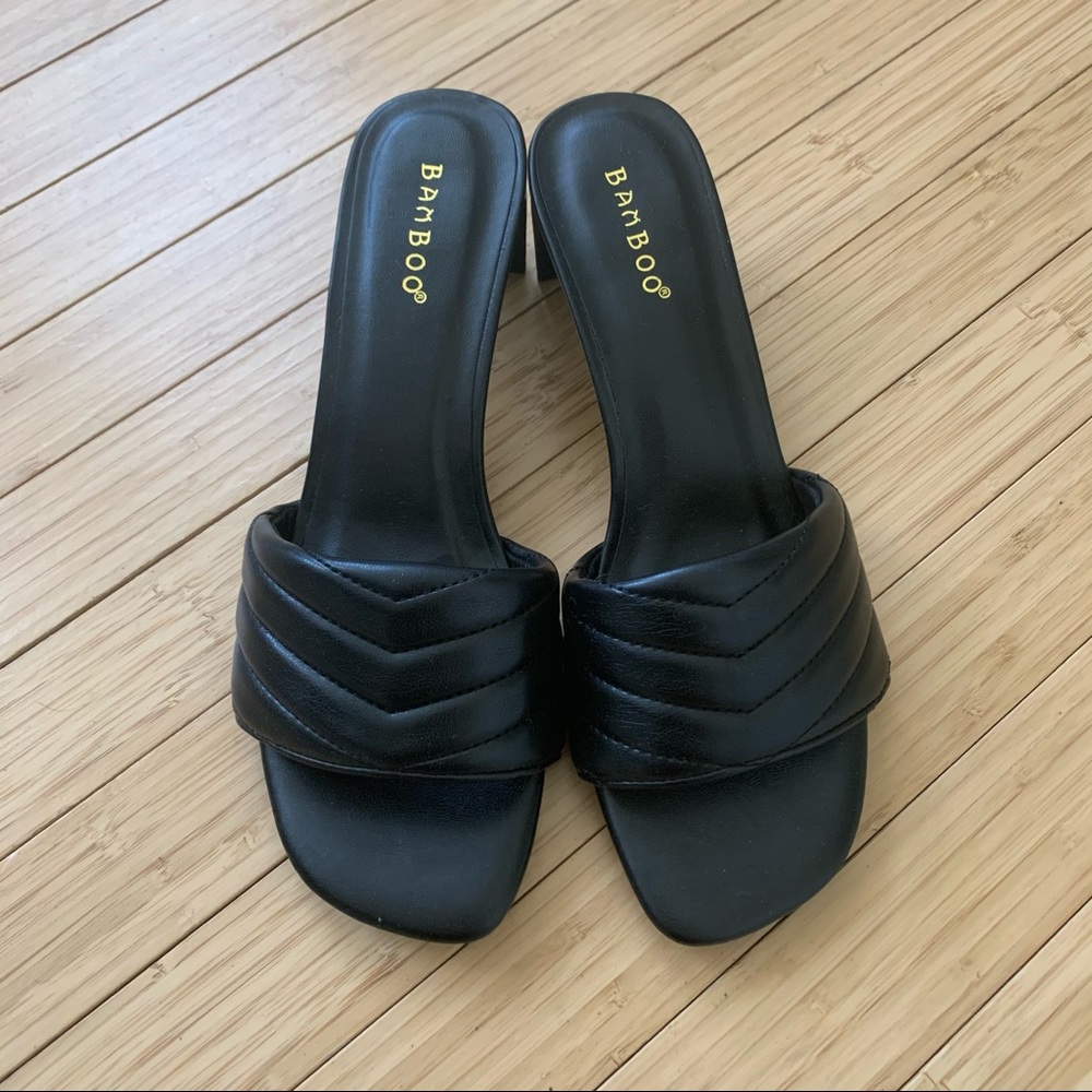 NWT Bamboo Slide Heels, Black, Size 8